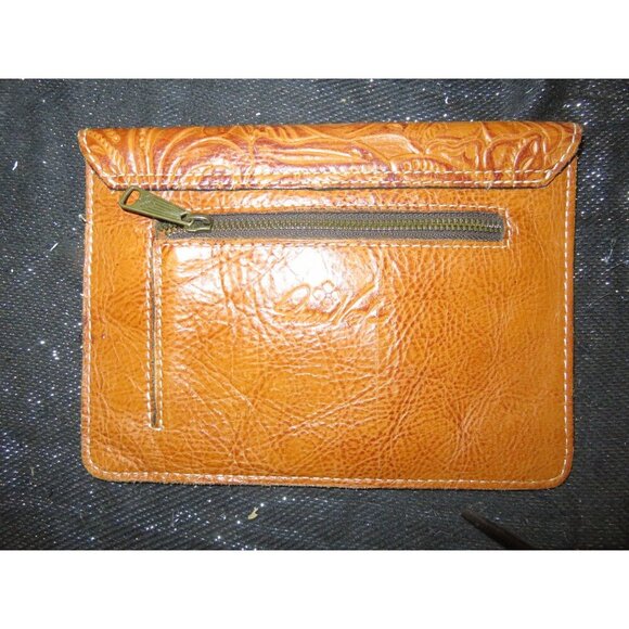 Patricia Nash Florence Tooled  Leather Embossed Envelope Pouch Clutch 9 X 7 - Picture 2 of 9